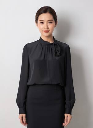 Top croială fluidă mâneci lungi negru PINKO femeie
