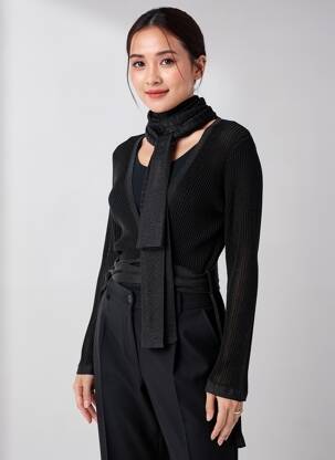 Cardigan petrecut elasticitate negru MISSONI femeie