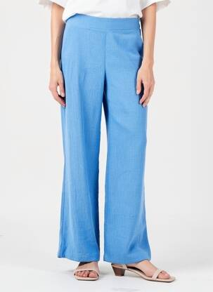 Pantalon larg țesătură poplin mărime normală albastru SCARLET ROOS femeie
