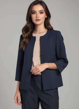 Jachete elegante buzunare albastru închis QUEENIE femeie