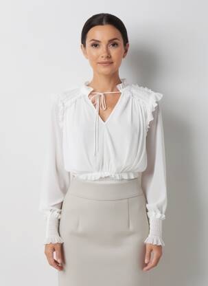 Bluză ușoară și transparentă mâneci lungi alb CHOKLATE femeie