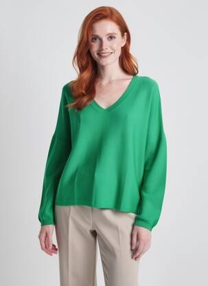 Pulover croială dreaptă mâneci lungi verde AN' GE femeie