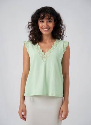 Tricou croială dreaptă mâneci scurte verde IT HIPPIE femeie