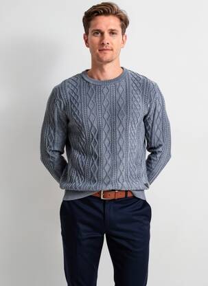 Pulover elasticitate mâneci lungi albastru GUESS bărbat