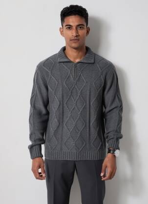 Pulover elasticitate mâneci lungi gri GUESS bărbat