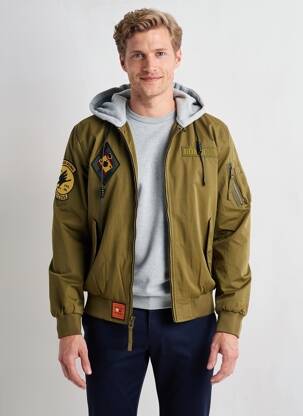 Geacă glugă verde BOMBERS bărbat