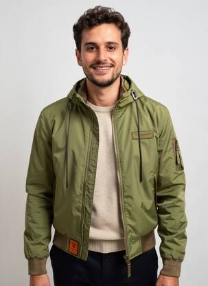 Geacă glugă verde BOMBERS bărbat