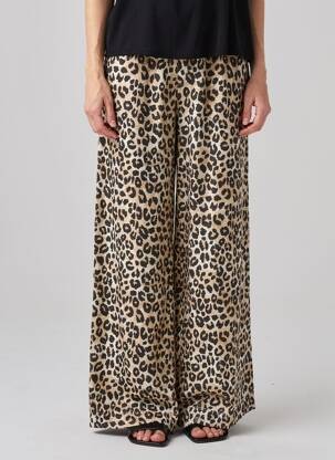 Pantalon larg țesătură poplin mărime normală bej GRACE & MILA femeie