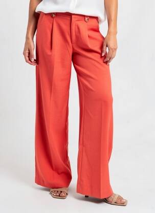 Pantalon larg țesătură crep talie înaltă portocalie GRACE & MILA femeie