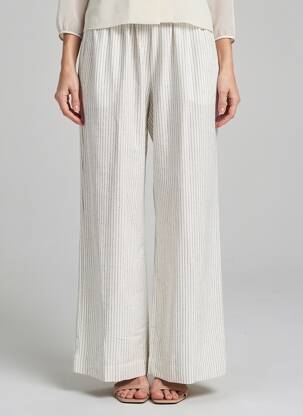 Pantalon larg țesătură crep mărime normală alb JC.SOPHIE femeie