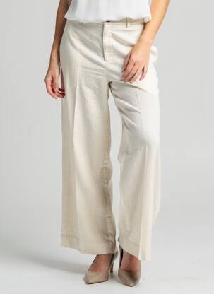 Pantalon drept talie cu cleme mărime normală bej GRACE & MILA femeie