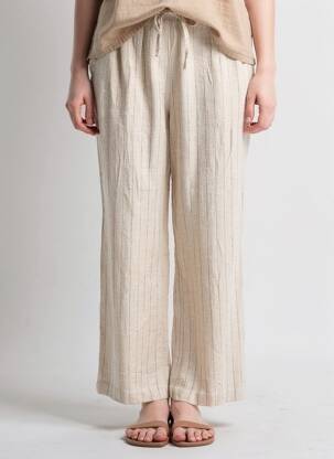 Pantalon drept țesătură crep mărime normală bej LILI & LALA femeie