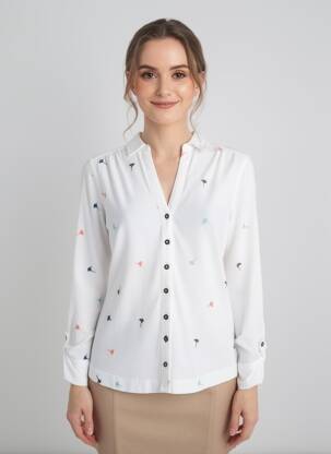 Cămașă croială cambrată mâneci lungi alb WHITE STUFF femeie
