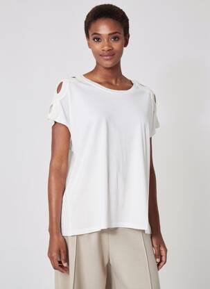 Tricou croială dreaptă mâneci scurte alb GOA femeie