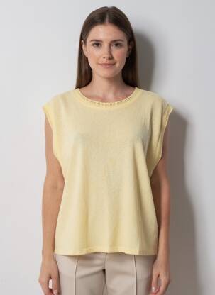 Tricou croială dreaptă mâneci scurte galben GRACE & MILA femeie