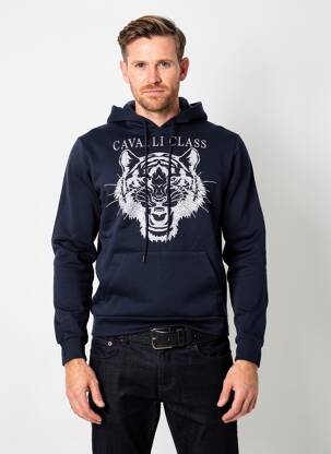 Hanorac cu glugă buzunare mâneci lungi albastru CAVALLI bărbat