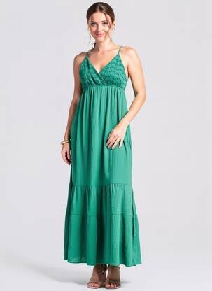 Rochie lungă bretele subțiri bretele subțiri verde GRACE & MILA femeie