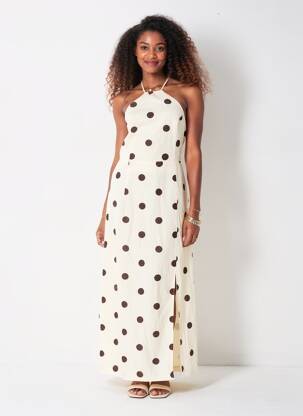 Rochie lungă fără mâneci fără mâneci bej GRACE & MILA femeie