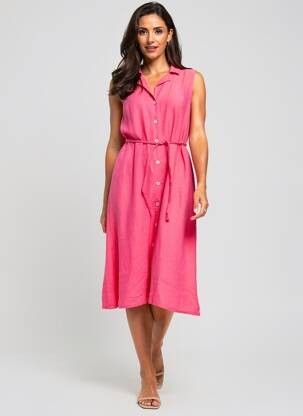 Rochie midi fără mâneci fără mâneci roz MADE IN ITALY femeie