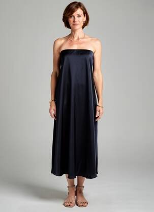 Rochie midi fără mâneci fără mâneci albastru ANGE femeie