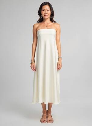 Rochie midi fără mâneci fără mâneci alb ANGE femeie