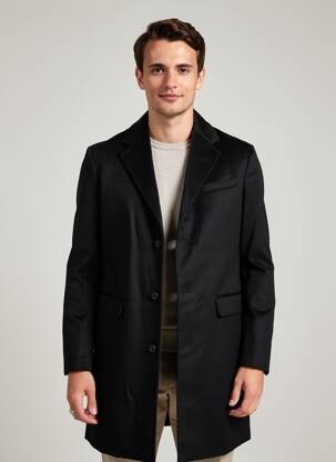 Palton lung croială dreaptă fără glugă negru THE KOOPLES bărbat