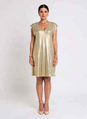 Rochie scurtă mâneci scurte mâneci scurte auriu CREAM femeie