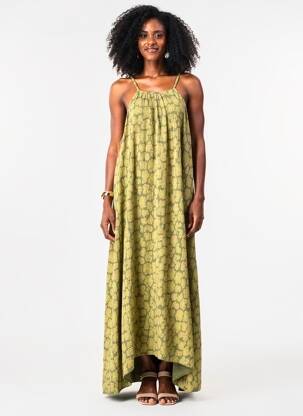 Rochie lungă mâneci lungi mâneci lungi verde FARFALLA femeie
