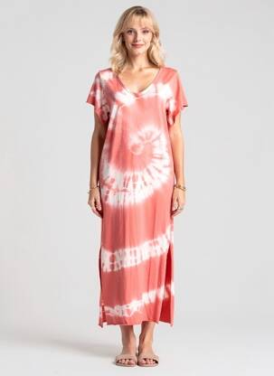 Rochie lungă mâneci scurte mâneci scurte portocalie FARFALLA femeie