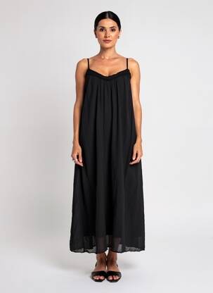 Rochie lungă croială fluidă bretele subțiri negru NEW COLLECTION femeie
