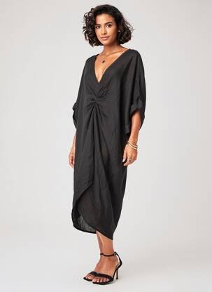 Rochie lungă mâneci scurte mâneci scurte negru MADE IN ITALY femeie