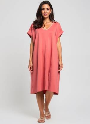 Rochie midi mâneci scurte mâneci scurte roz IZZY femeie