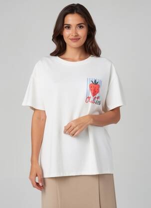 Tricou imprimeu fantezie mâneci scurte alb IZZY femeie