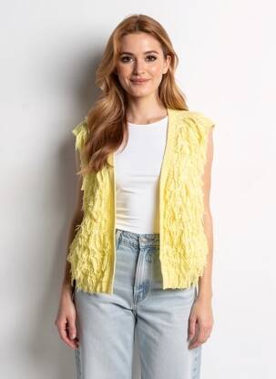 Vestă fără mâneci guler în v galben IZZY femeie