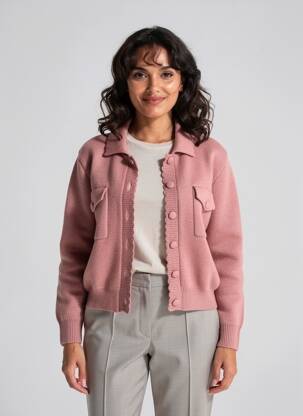 Jachete casual buzunare roz CHARLIOR femeie