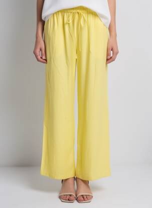 Pantalon drept elasticitate mărime normală galben KILKY femeie