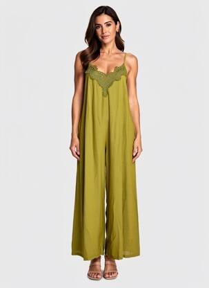 Salopetă-pantalon bretele subțiri bretele subțiri verde FARFALLA femeie