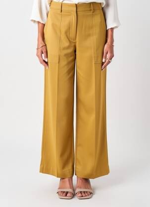 Pantalon larg țesătură crep talie înaltă galben FORTE-FORTE femeie