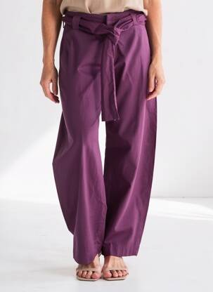 Pantalon drept țesătură poplin mărime normală violet LAURENCE BRAS femeie