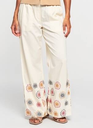 Pantalon larg țesătură poplin bej STELLA FOREST femeie