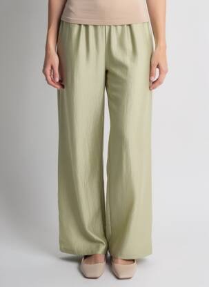 Pantalon larg croială fluidă mărime normală verde ROSEANNA femeie