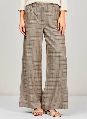 Pantalon larg țesătură poplin mărime normală maro DIEGA femeie