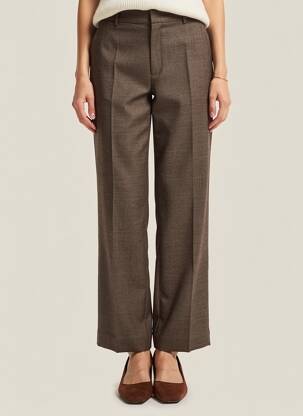 Pantalon drept talie cu cleme talie joasă maro JANE BLUE femeie