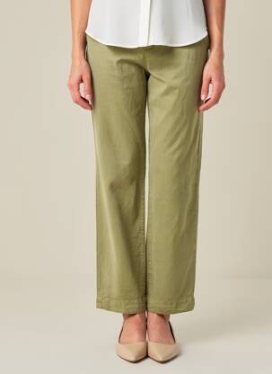 Pantalon chino țesătură poplin mărime normală verde FIVE femeie