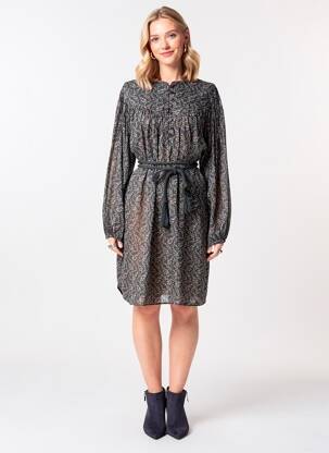 Rochie midi imprimeu fantezie mâneci lungi gri MARANT ETOILE femeie