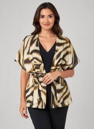 Jachete kimono imprimeu fantezie maro DIEGA femeie