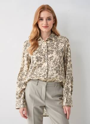 Tunică mâneci lungi guler de bluză bej GOLDEN GOOSE femeie