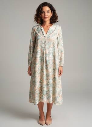 Rochie lungă mâneci lungi mâneci lungi verde MOMONI femeie