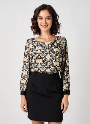 Bluză imprimeu fantezie mâneci lungi negru GARCIA femeie