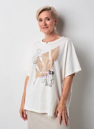 Tricou serigrafie mâneci scurte alb CISO femeie